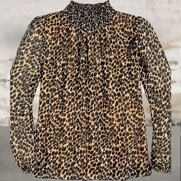J. Crew Factory ‘Leopard Long-Sleeve Mockneck Top’ Size XXS - Picture 6 of 15